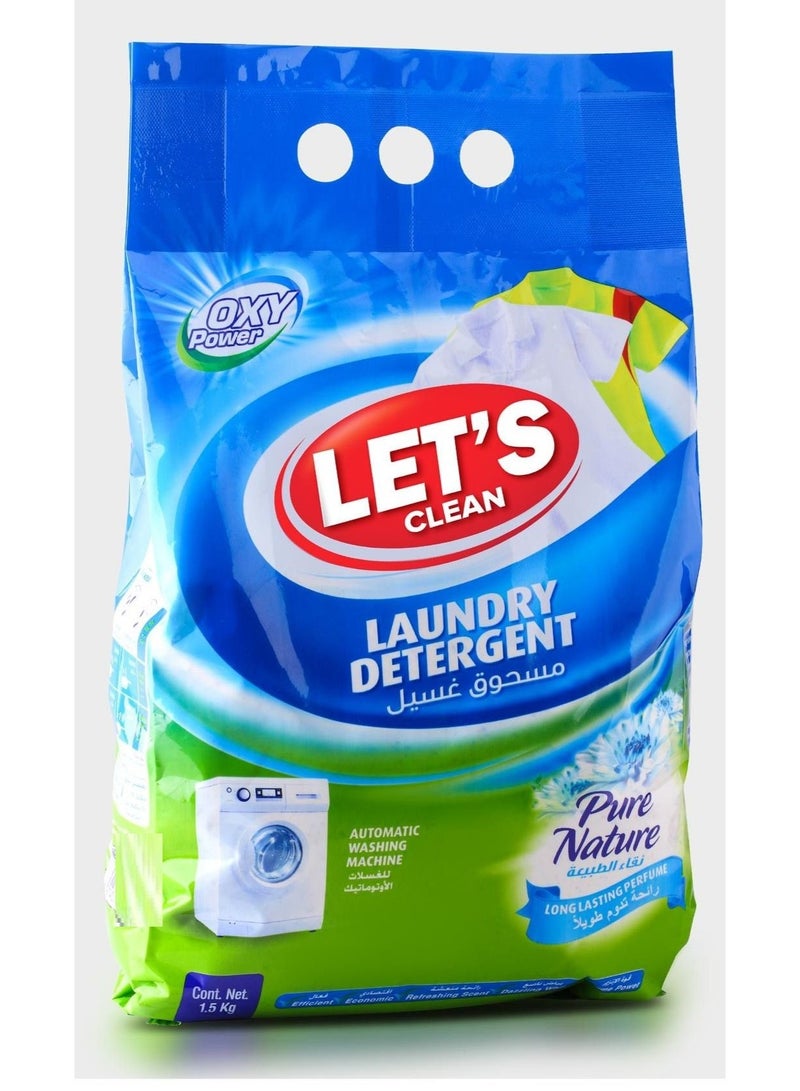 LET'S CLEAN Detergent Powder For Automatic Machine Pure Nature 1.5 Kg - Image 2