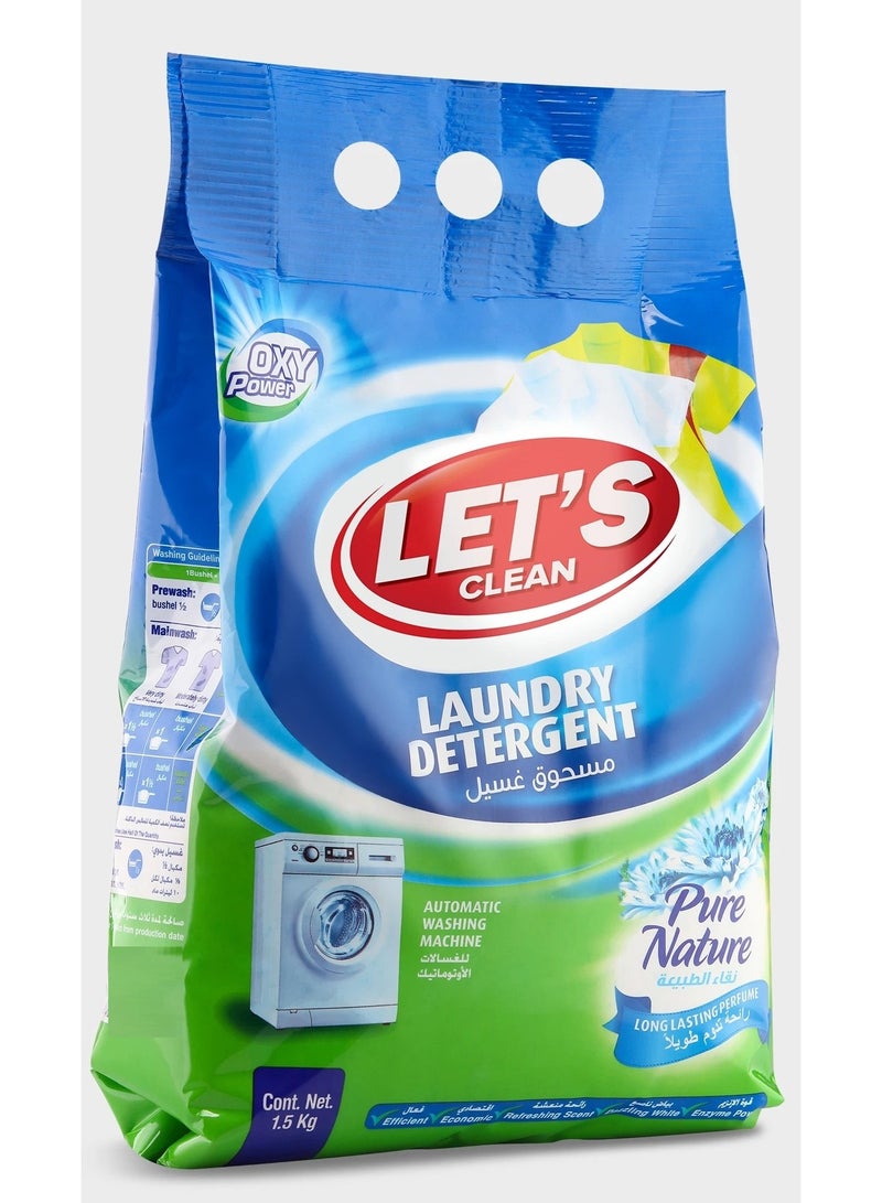 LET'S CLEAN Detergent Powder For Automatic Machine Pure Nature 1.5 Kg - Image 1