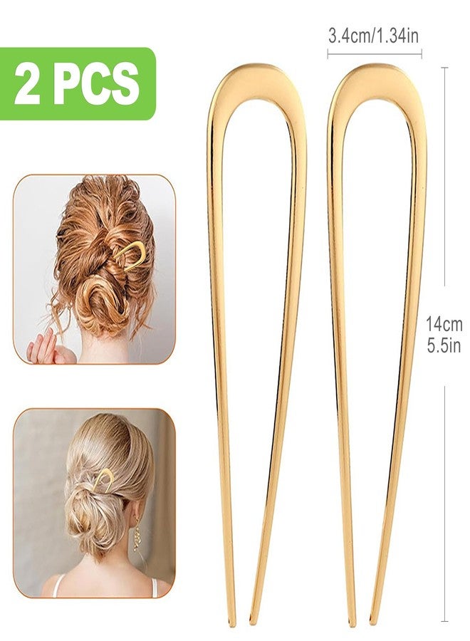 CeroDimo 2 - Pack French Hair Pins - Metal Pins, U-Shaped Stick Hair Pins for Buns, Chignons, Wedding Updo Hairstyles, and Top Knots - Gold Hair Styling Accessories for Thick Hai - Image 2