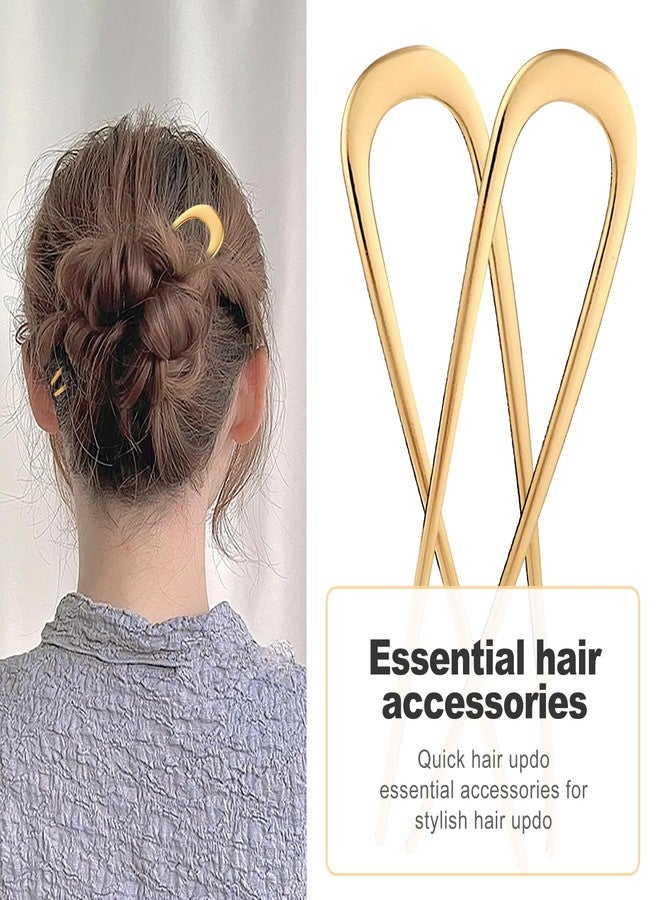 CeroDimo 2 - Pack French Hair Pins - Metal Pins, U-Shaped Stick Hair Pins for Buns, Chignons, Wedding Updo Hairstyles, and Top Knots - Gold Hair Styling Accessories for Thick Hai - Image 3