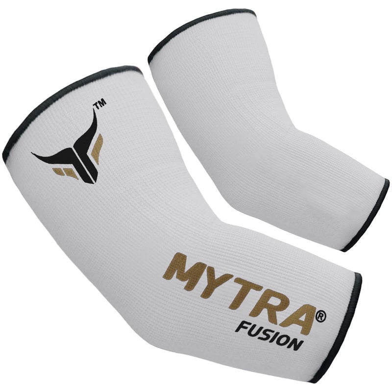 Mytra Fusion Elbow Brace Elbow Protector Arm Protector Farabi Elbow Brace Support injury relief Elasticated Elbow Support Sleeve Tennis White LXL - Image 2