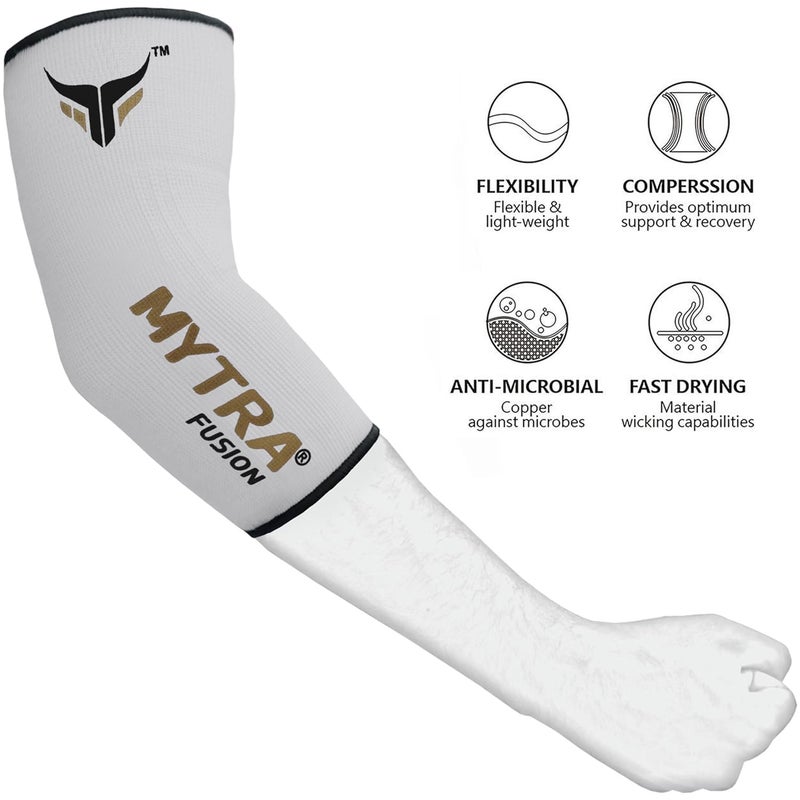Mytra Fusion Elbow Brace Elbow Protector Arm Protector Farabi Elbow Brace Support injury relief Elasticated Elbow Support Sleeve Tennis White LXL - Image 3