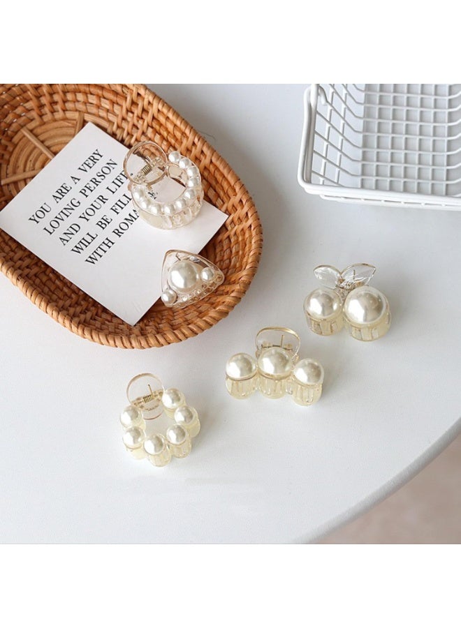 سيوسي Mini Pearl Hair Claw Clip Set, Strong Hold Banana Jaw Clips for Women & Girls, Non-Slip Barrettes for Thick, Thin or Curly Hair, Elegant Hair Accessories for Wedding & Birthday Gifts (5-Piece, White) - Image 5