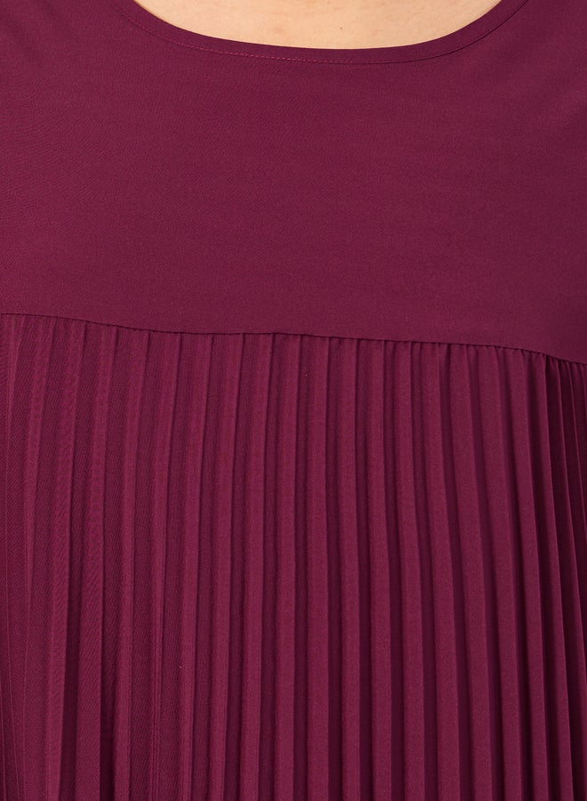 Styli Pleated Short Sleeves A-Line Maxi Dress - Image 4