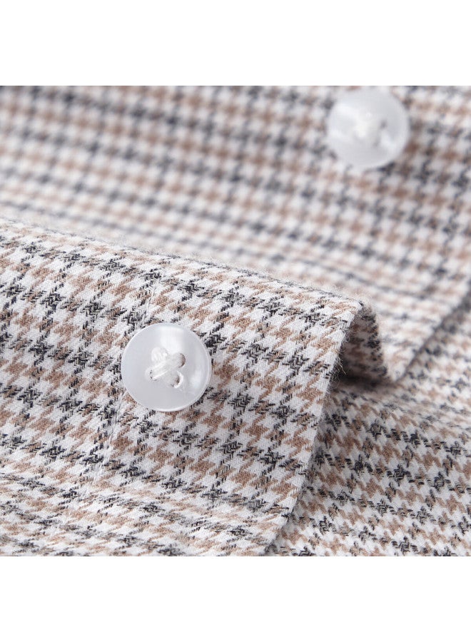 Firs Men's Autumn Winter 100% Cotton Long Sleeve Houndstooth Thickened Brushed Business Casual Shirt - Image 4
