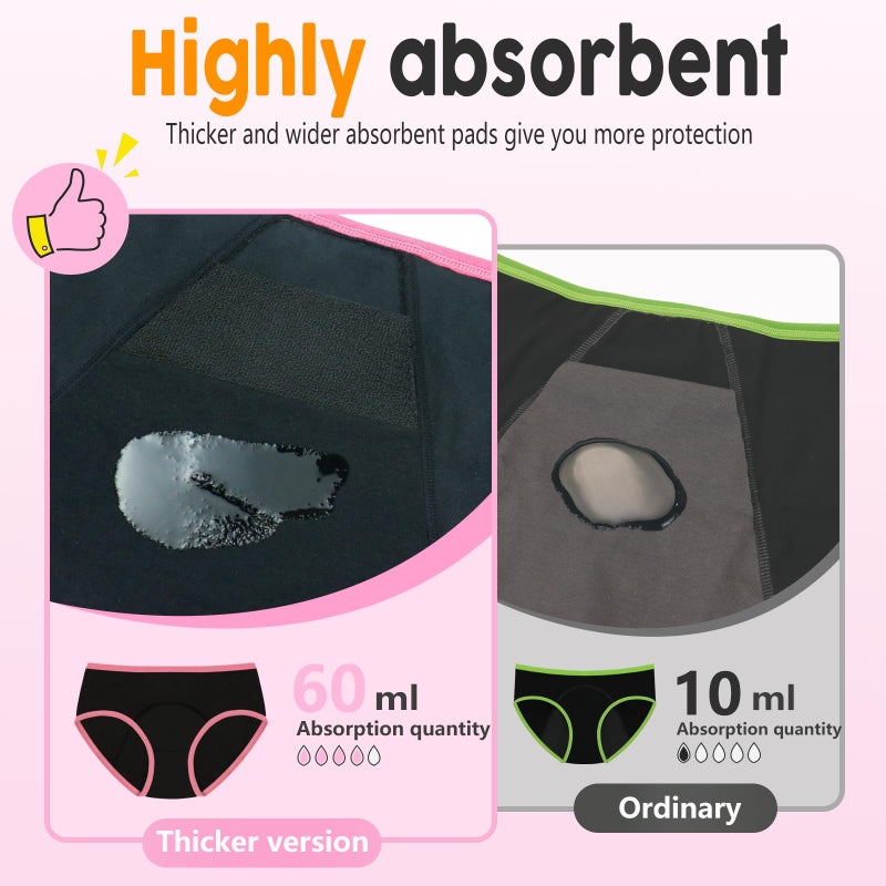 Geronmine Teen Girls Period Panties For Heavy Flow High Absorbency First Period Starter Underwear Menstrual Leakproof Briefs (US, Age, 14 Years, 16 Years, Multicolor-G2) - Image 2