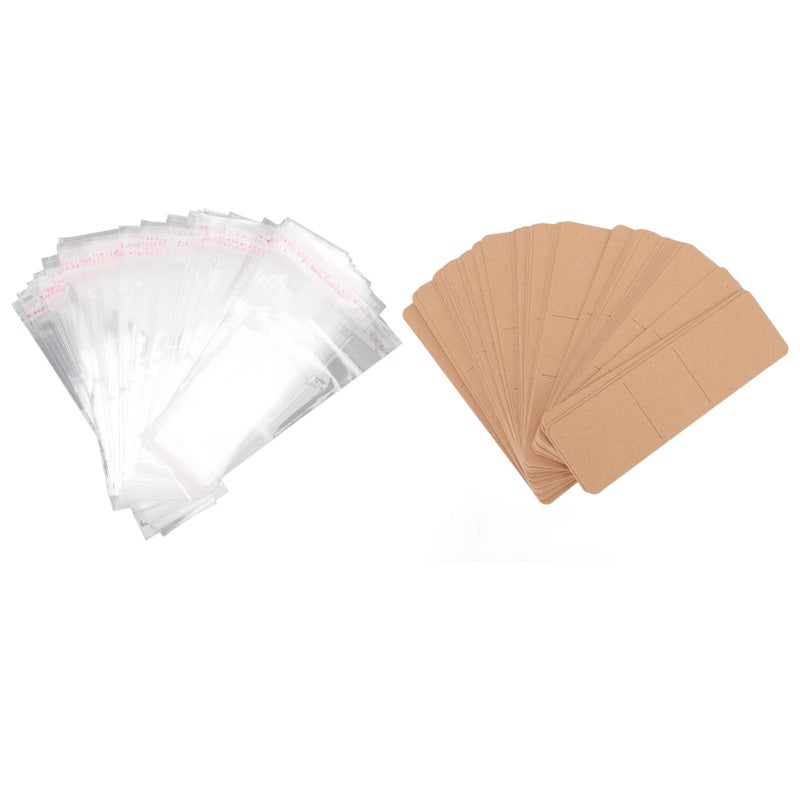 200PCS Set Bookmark Sleeve Set Blank Bookmarks Display Card and Transparent Self Adhesive Bag for Handcraft - Image 3