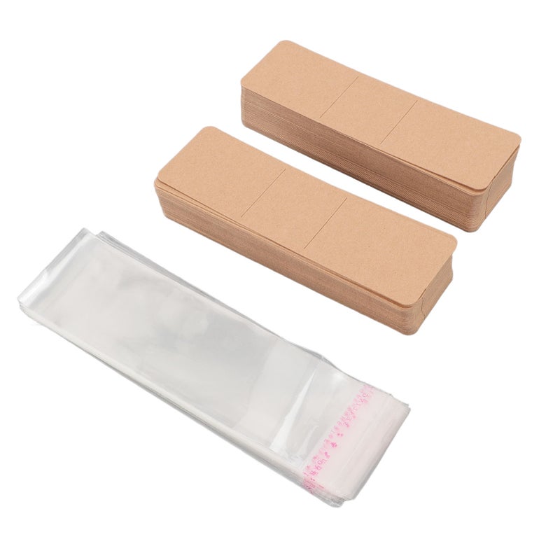 200PCS Set Bookmark Sleeve Set Blank Bookmarks Display Card and Transparent Self Adhesive Bag for Handcraft - Image 1