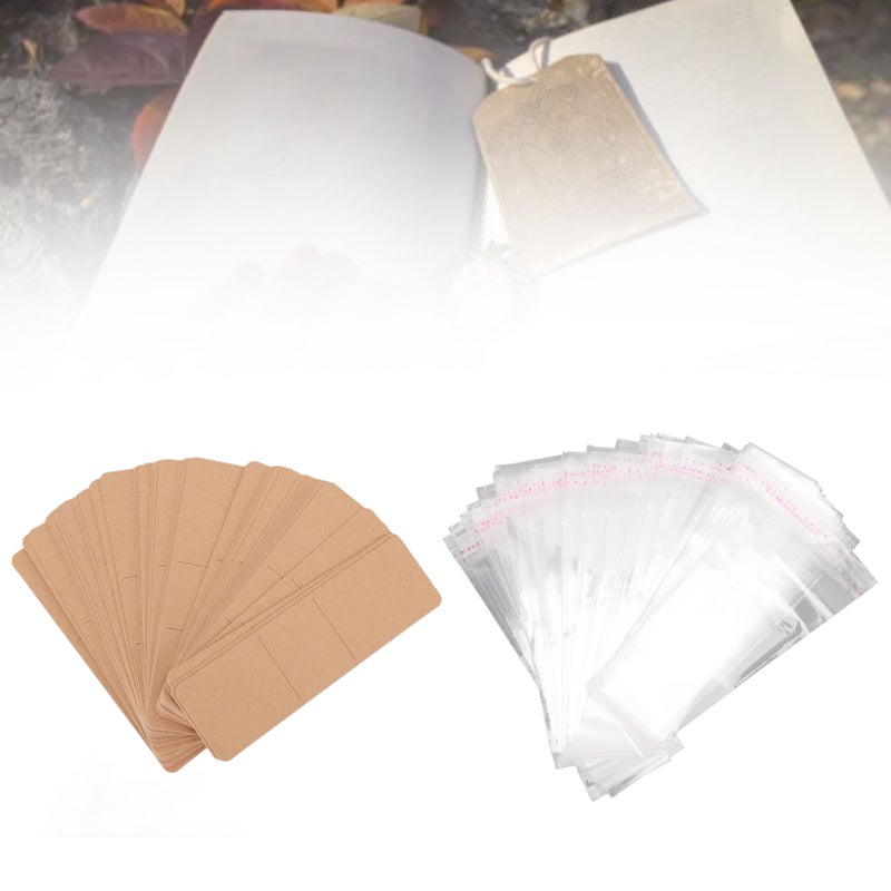200PCS Set Bookmark Sleeve Set Blank Bookmarks Display Card and Transparent Self Adhesive Bag for Handcraft - Image 4