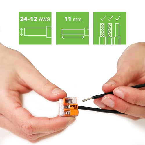 Wago 221413 WAGO LeverNuts Splicing Connector for Solid and Stranded Conductors 3Conductor with Operating levers 2412 AWG Transparent housing Box of 50 Pieces - Image 3