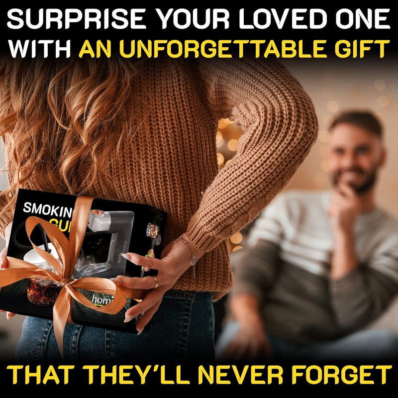 homia طقم مدخن الكوكتيل - طقم مدخن الويسكي - جهاز تدخين - طقم مبتدئين، 12 قطعة، آلة تدخين مع ملحقات ورقائق خشبية - مدخن داخلي - هدية للرجال - Image 2