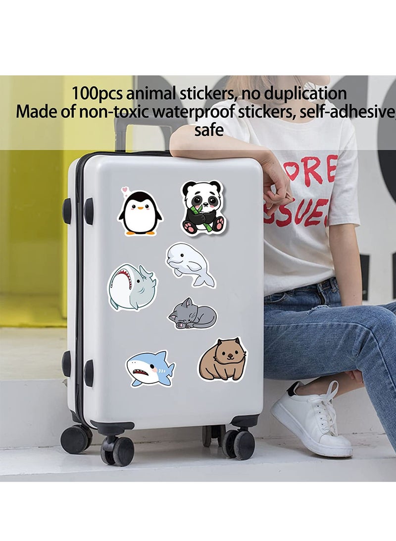 Excefore 100 Pcs Cute Animal Stickers, Waterproof Vinyl Animal Stickers for Kids, Colorful Animal Stickers for Water Bottles, Skateboard and Laptops, Cute Colored Animal Stickers for Boys and Girls - Image 4