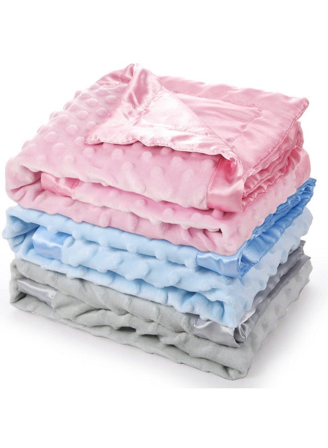 Reginary 3 Pack Satin Baby Blanket with Silky Satin Backing Double Layer Soft Dotted Blanket 30 x 40 Inch for Baby Newborn, Toddler, Infant Gifts - Image 1
