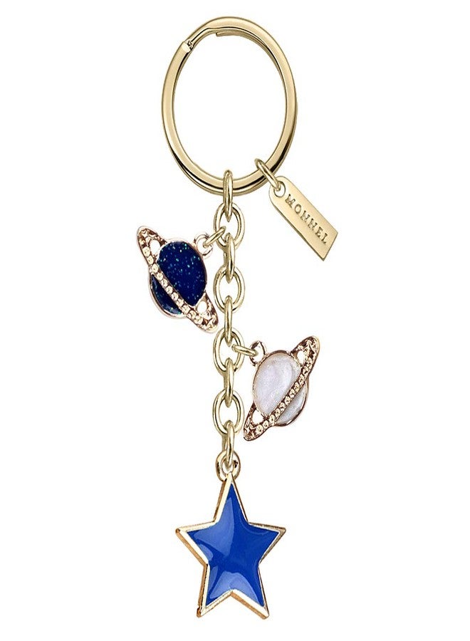 MONNEL Z561 Little Star Saturns Keychain Charms Pendants with Velvet Bag (White Blue) - Image 1