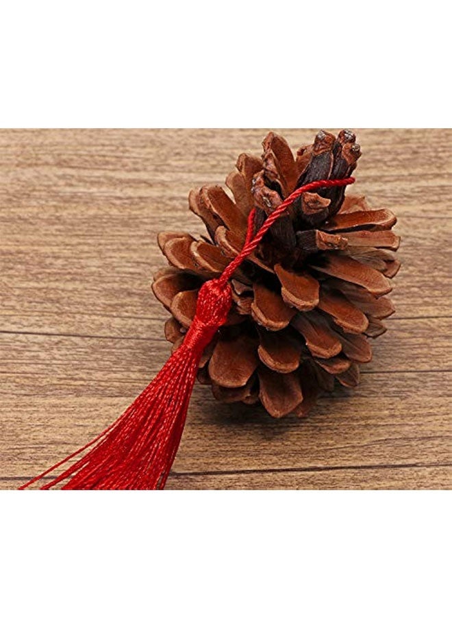 صغيرة الحريرية اليدوية صناعة ناعمة فلوسي علامة مرجعية مع حلقة الحبل لقراط المفاتيح صناعة المجوهرات، تذكارية، التخرج، خياطة الملابس، هدية علامة DIY المشاريع الحرفية، 20PCS (الأحمر) - Image 5