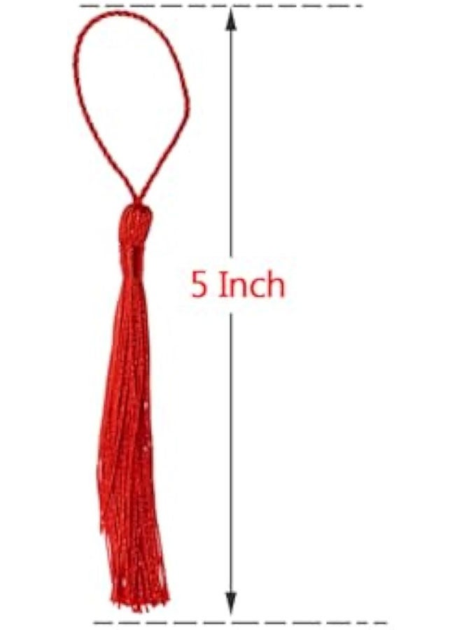 صغيرة الحريرية اليدوية صناعة ناعمة فلوسي علامة مرجعية مع حلقة الحبل لقراط المفاتيح صناعة المجوهرات، تذكارية، التخرج، خياطة الملابس، هدية علامة DIY المشاريع الحرفية، 20PCS (الأحمر) - Image 2