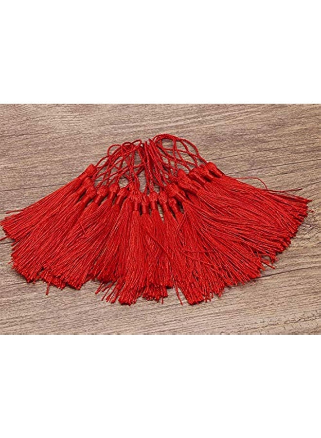 صغيرة الحريرية اليدوية صناعة ناعمة فلوسي علامة مرجعية مع حلقة الحبل لقراط المفاتيح صناعة المجوهرات، تذكارية، التخرج، خياطة الملابس، هدية علامة DIY المشاريع الحرفية، 20PCS (الأحمر) - Image 4