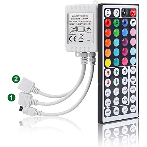 SUPERNIGHT RGB Light Strip Remote Controller, 2-in-1 4 Pin Dimming Dimmer Brightness Flash Mode Control Options for LED Tape Light,12V DC LEDs Rope Lighting (2 Ports) - Image 1