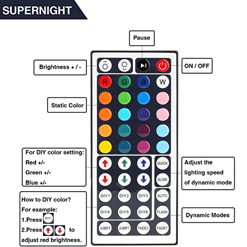 SUPERNIGHT RGB Light Strip Remote Controller, 2-in-1 4 Pin Dimming Dimmer Brightness Flash Mode Control Options for LED Tape Light,12V DC LEDs Rope Lighting (2 Ports) - Image 5
