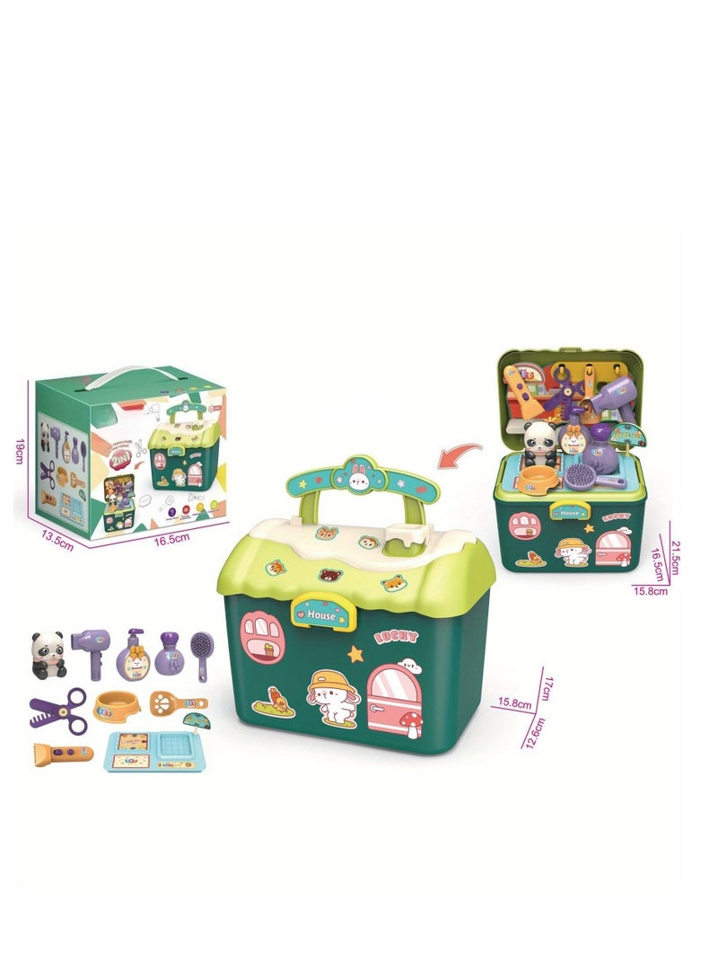 مجموعة بيت لعب للأطفال - لعبة تخزين متعددة المواضيع مع صندوق تنظيم، ألعاب تمثيل أدوار للأولاد والبنات من عمر 3 سنوات، مواد آمنة وصديقة للبيئة، ألعاب تفاعلية بين الوالدين والطفل، هدية عيد ميلاد/يوم الطفل، ألعاب تعليمية مبكرة مونتيسوري، نموذج غرفة صغيرة (مطبخ/غرفة معيشة/غرفة نوم)، تصميم قابل للطي وأثاث أطفال محمول (وردي/بنفسجي/أخضر، إرسال لون عشوائي) - Image 1