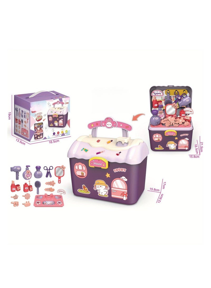 مجموعة بيت لعب للأطفال - لعبة تخزين متعددة المواضيع مع صندوق تنظيم، ألعاب تمثيل أدوار للأولاد والبنات من عمر 3 سنوات، مواد آمنة وصديقة للبيئة، ألعاب تفاعلية بين الوالدين والطفل، هدية عيد ميلاد/يوم الطفل، ألعاب تعليمية مبكرة مونتيسوري، نموذج غرفة صغيرة (مطبخ/غرفة معيشة/غرفة نوم)، تصميم قابل للطي وأثاث أطفال محمول (وردي/بنفسجي/أخضر، إرسال لون عشوائي) - Image 3