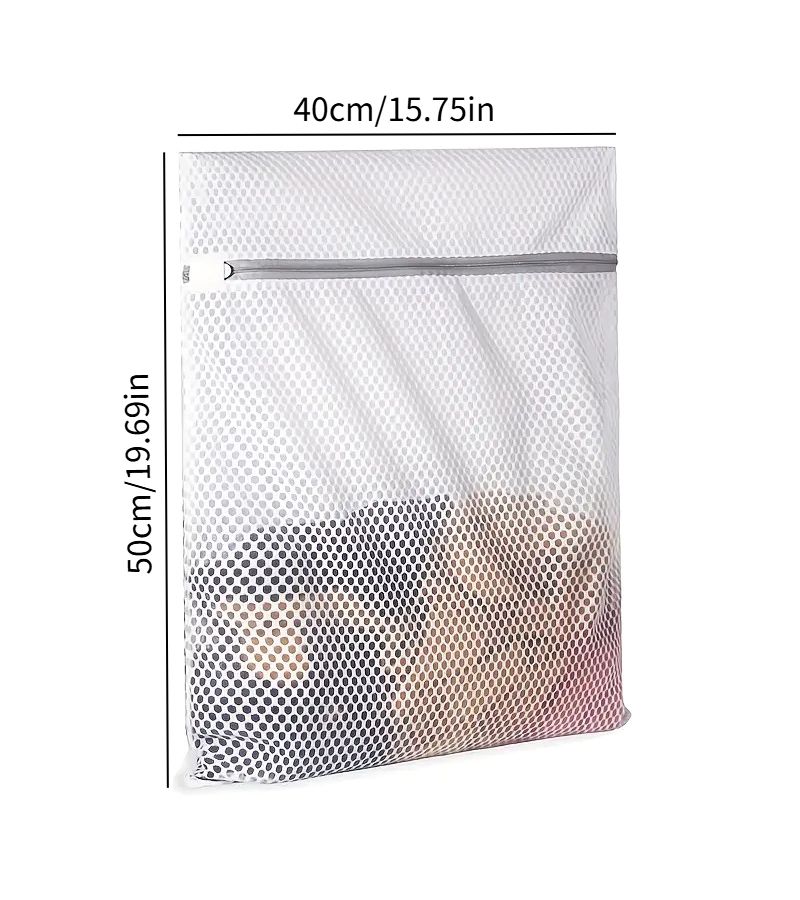 Durable Mesh Laundry Bags 40x50cm 3 Pack Reusable Anti Tangle Storage with Zipper Closure for Coarse Wash Machine Washable - Image 2