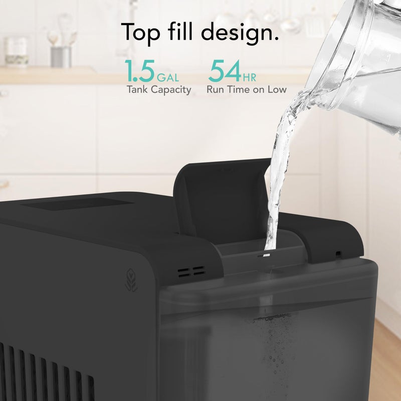 Vornado EV3 Whole Room Evaporative Humidifier, 1.5 gal Capacity, Electronic Humidistat, Top Fill, 54-Hour Run Time, 10 Speed Settings, Energy Efficient, 2 Antimicrobial Wicks, Easy To Clean, Black - Image 3