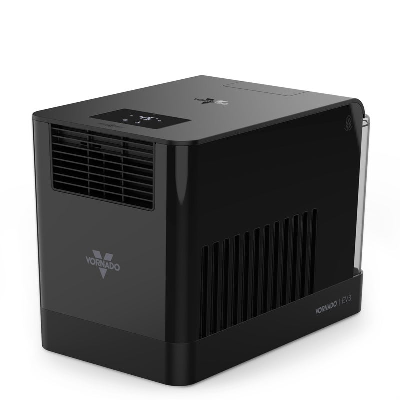 Vornado EV3 Whole Room Evaporative Humidifier, 1.5 gal Capacity, Electronic Humidistat, Top Fill, 54-Hour Run Time, 10 Speed Settings, Energy Efficient, 2 Antimicrobial Wicks, Easy To Clean, Black - Image 1