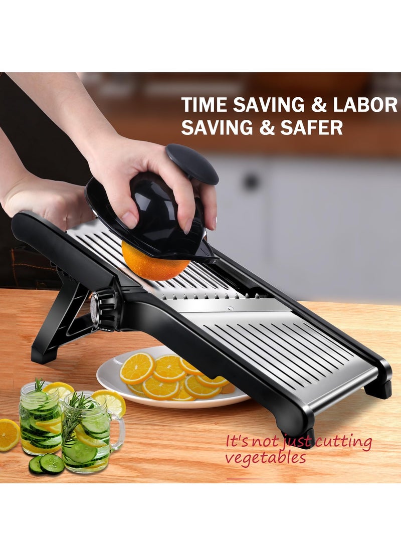 زيريفام ZERIFAM قاطع مطبخ قابل للتعديل، قاطع البطاطس والبصل المحترف، قاطع الخضار المصنوع من مواد غذائية، مع فرشاة تنظيف وقفازات مقاومة للقطع - Image 3