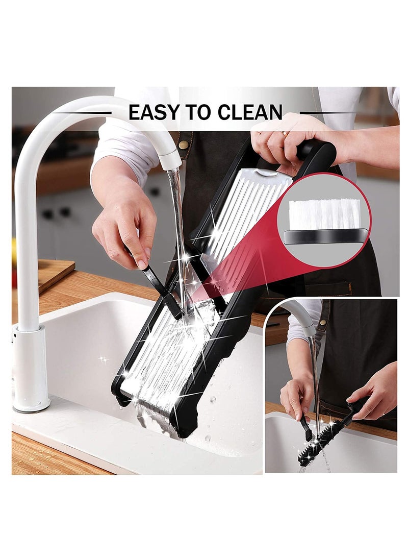 زيريفام ZERIFAM قاطع مطبخ قابل للتعديل، قاطع البطاطس والبصل المحترف، قاطع الخضار المصنوع من مواد غذائية، مع فرشاة تنظيف وقفازات مقاومة للقطع - Image 5