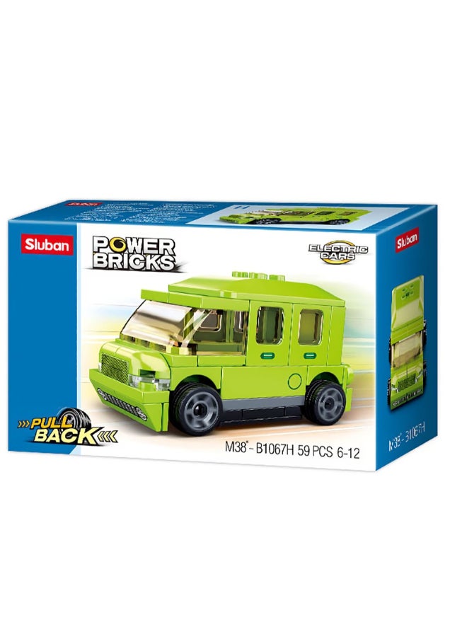Sluban 59-Piece Power Bricks Pull Back Electric Car Green 14 x 4.5 x 9.4 cm 141692 - Image 2