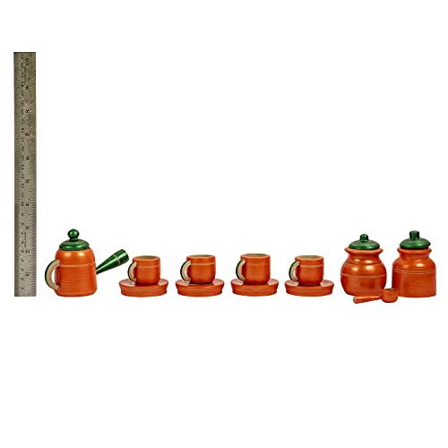 TOOLART™ Traditional Handcrafted 12-Piece Wooden Kitchen Tea Serving Set for Girls & Boys (Color May Vary) - Image 4
