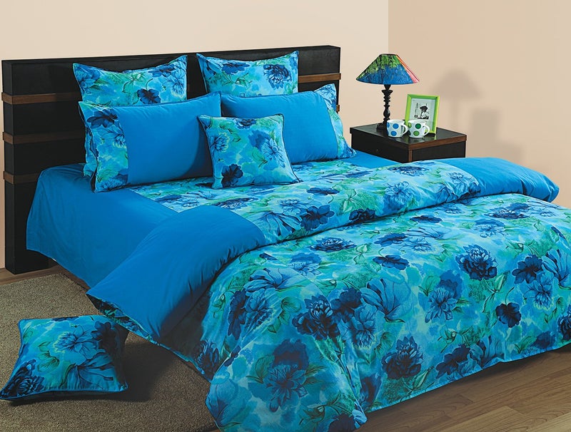 Swayam Shades of Paradise Printed Cotton Single Duvet Cover - Turquoise (TSR01-6715) - Image 1