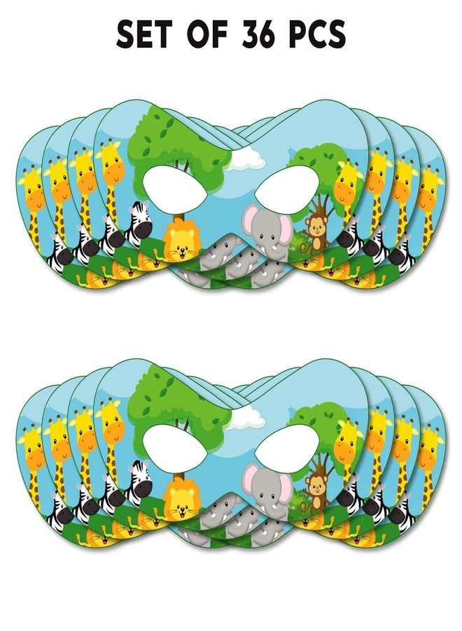 Festiko® 36 Piece Assorted Paper Jungle Eyemasks, Jungle Theme, Jungle Birthday Decoration Masks, Dress-Up Party Accessory, Jungles Party Favors, Return Gifts for Kids - Image 2
