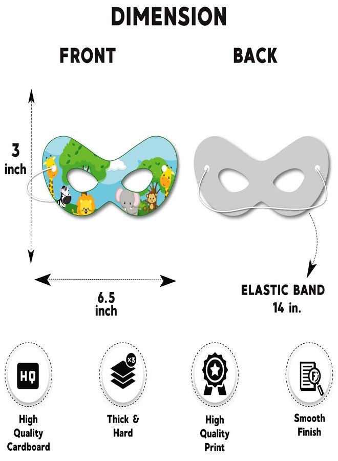 Festiko® 36 Piece Assorted Paper Jungle Eyemasks, Jungle Theme, Jungle Birthday Decoration Masks, Dress-Up Party Accessory, Jungles Party Favors, Return Gifts for Kids - Image 3