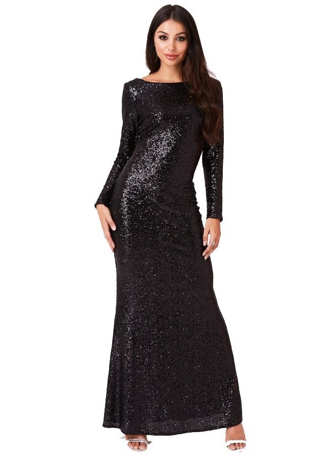 A glittery sequin evening dress - Image 1