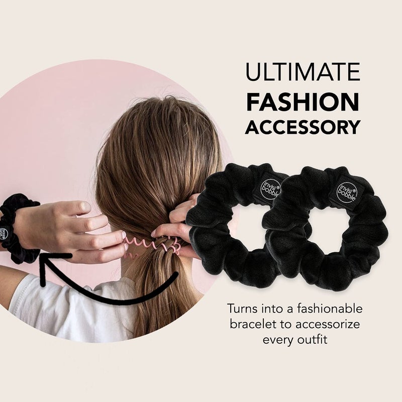 invisibobble Sprunchie Spiral Hair Ring - True Black- 2 Pack - Scrunchie Stylish Bracelet, Strong Elastic Grip Coil Accessories for Women - Gentle for Girls Teens and Thick Hair - Image 5