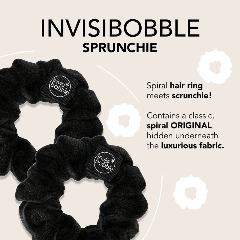 invisibobble Sprunchie Spiral Hair Ring - True Black- 2 Pack - Scrunchie Stylish Bracelet, Strong Elastic Grip Coil Accessories for Women - Gentle for Girls Teens and Thick Hair - Image 2