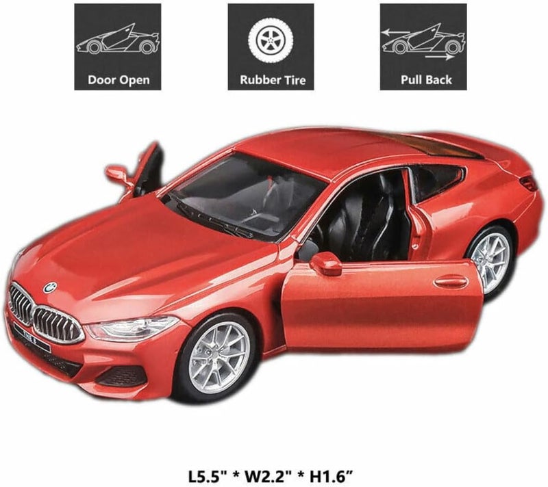 MSZ D-power – BMW M850i - Orange| Die-Cast Replica, Ultimate Collector's Item, Race Cars | Toy Vehicles, Metal Toy Car Model - Pull Back Collection | Size - 1:64, For Kids 3+ - Image 5