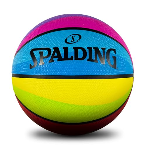 Spalding 8 Panel Rainbow Rubber Moulded Indoor/Outdoor Basketball with Butyl Bladder, Multi-Color, Size: 6 (Suitable for Practice/Match/Training) + Free Air Needle - Image 2
