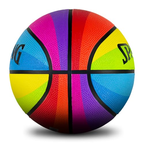 Spalding 8 Panel Rainbow Rubber Moulded Indoor/Outdoor Basketball with Butyl Bladder, Multi-Color, Size: 6 (Suitable for Practice/Match/Training) + Free Air Needle - Image 3