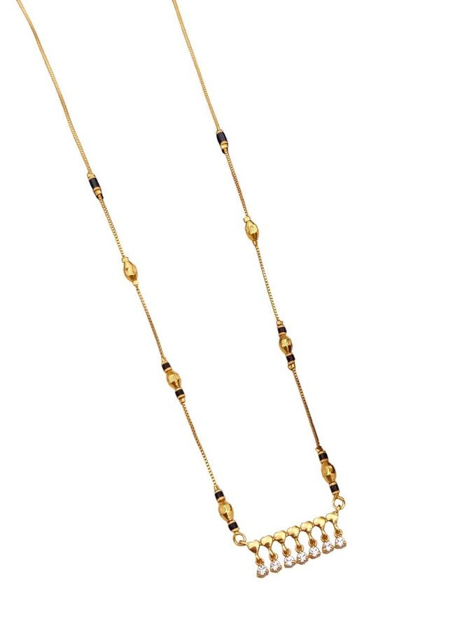 sweeply Designer Daily, Wear Black Bead Mangalsutra with Hanging Stone Pendant for Women, Best Birthday Gift, perfect for Anniversary, Mother's Day gift, Valentine Gift, Gift for Diwali - Image 1