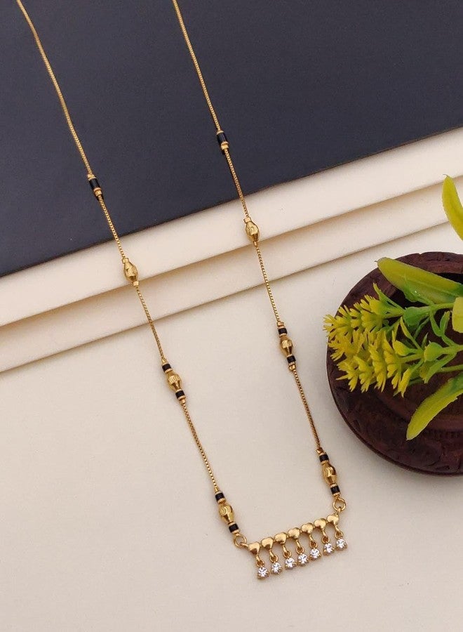 sweeply Designer Daily, Wear Black Bead Mangalsutra with Hanging Stone Pendant for Women, Best Birthday Gift, perfect for Anniversary, Mother's Day gift, Valentine Gift, Gift for Diwali - Image 2