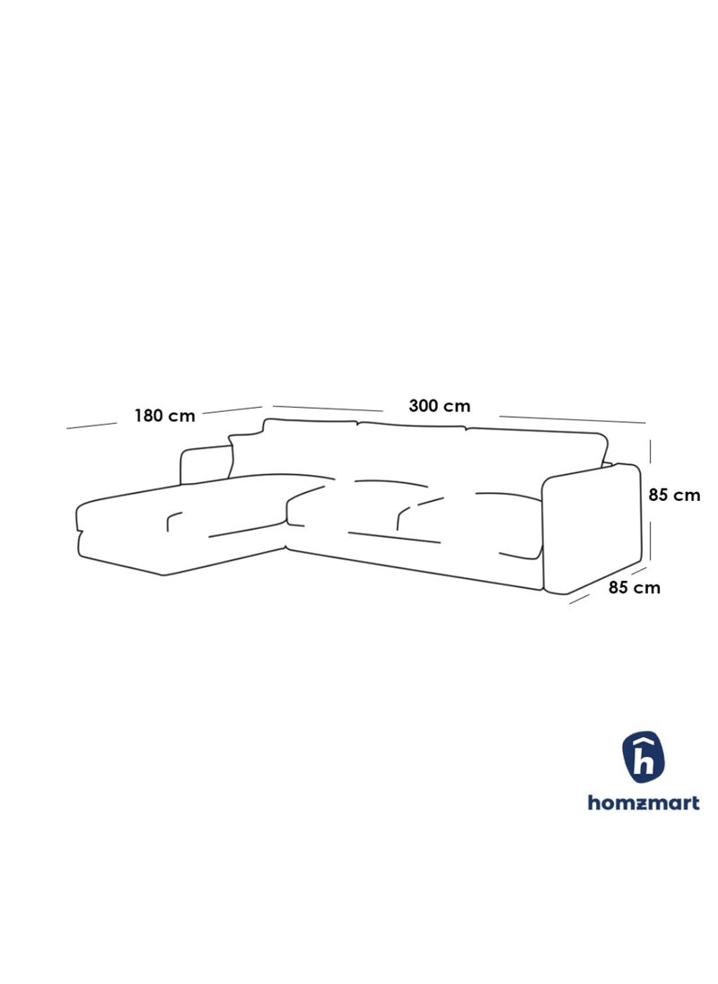 Homzmart - Linen and Swedish Wood L-Shape Sofa - Beige - Image 1