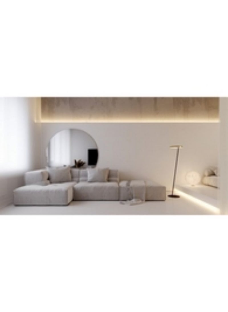 Homzmart - Linen and Swedish Wood L-Shape Sofa - Beige - Image 1