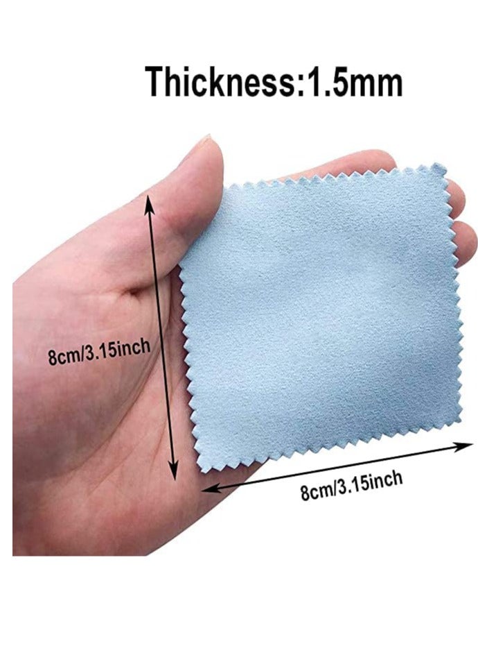 50pcs Jewelry Cleaning Cloth, Double-Sided Polishing Cloth for Sterling Silver Gold Platinum Platinum Jewelry, Watch Coins Non Toxic Tarnish Remover Keeps Jewelry Clean and Shiny, Blue 8x8cm - Image 2