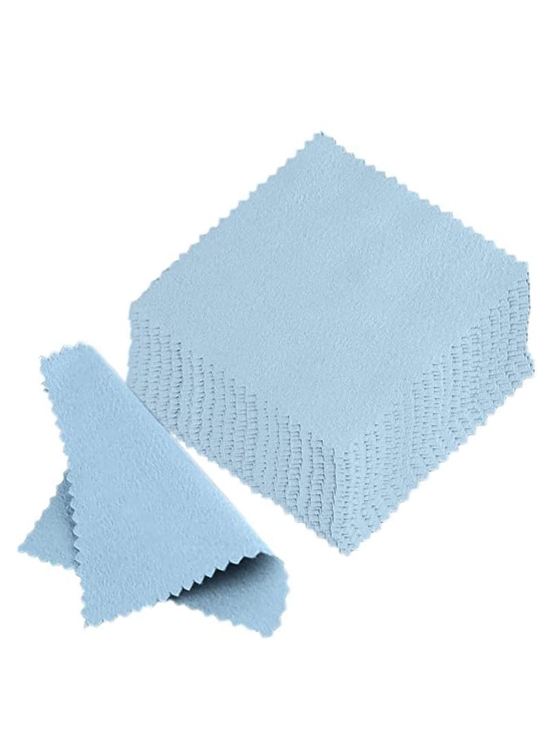 50pcs Jewelry Cleaning Cloth, Double-Sided Polishing Cloth for Sterling Silver Gold Platinum Platinum Jewelry, Watch Coins Non Toxic Tarnish Remover Keeps Jewelry Clean and Shiny, Blue 8x8cm - Image 1