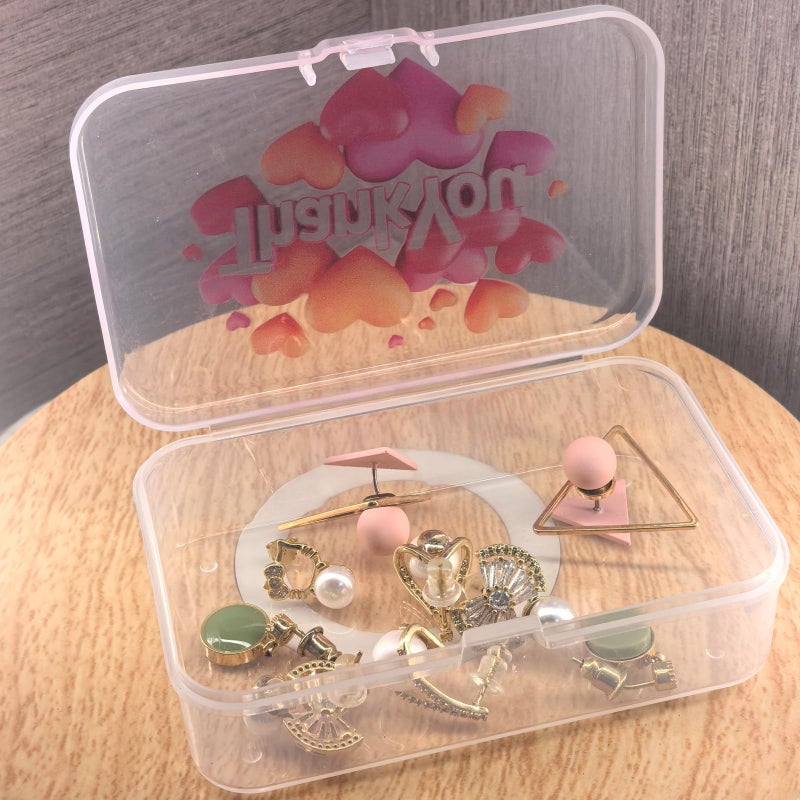 Goodma 12 Pieces Thank You Image Pattern Rectangular Plastic Boxes Empty Storage Organizer Containers with Hinged Lids for Small Items and Other Craft Projects, 3.3 x 2.2 x 1 inch (Transparent) - Image 4