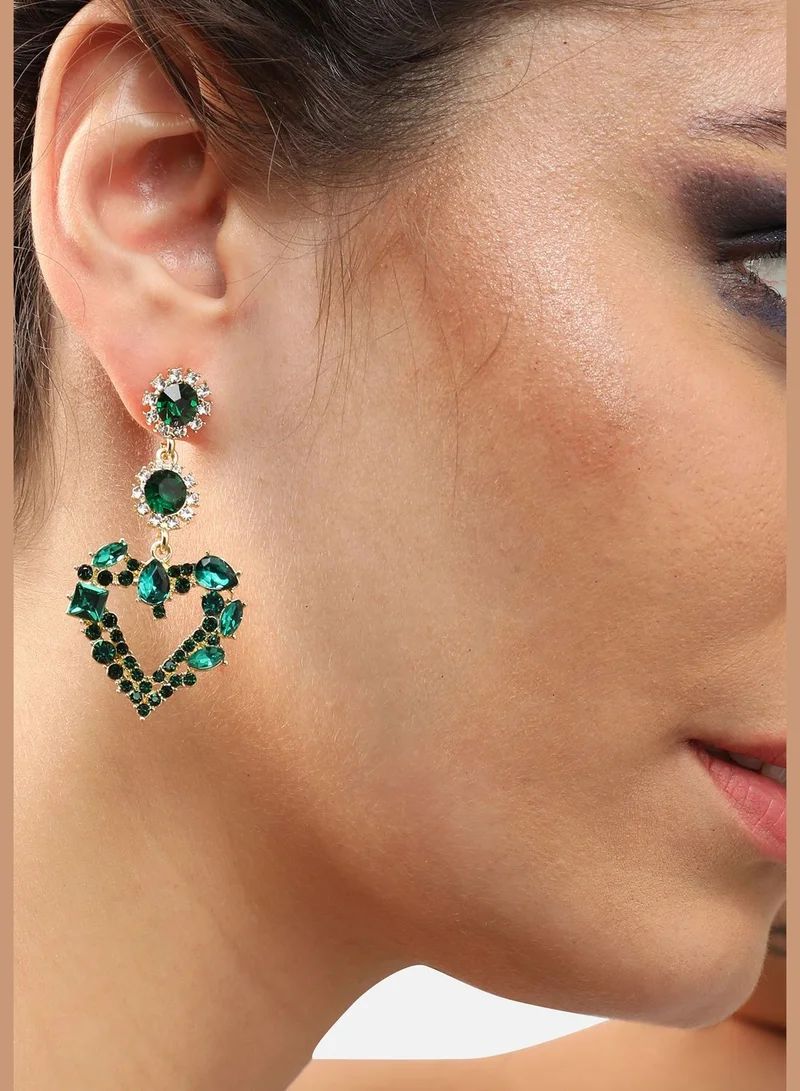 SOHI Gold Plated Party Designer Stone Drop Earring For Women