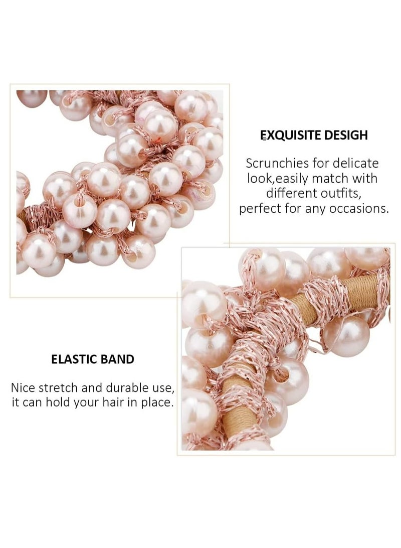 Loquat 8 Pcs Pearl Hair Ties, Sparkly Bling Elastic Scrunchies with Beads for Ponytails, Bracelet-Style Hair Bands - Image 5